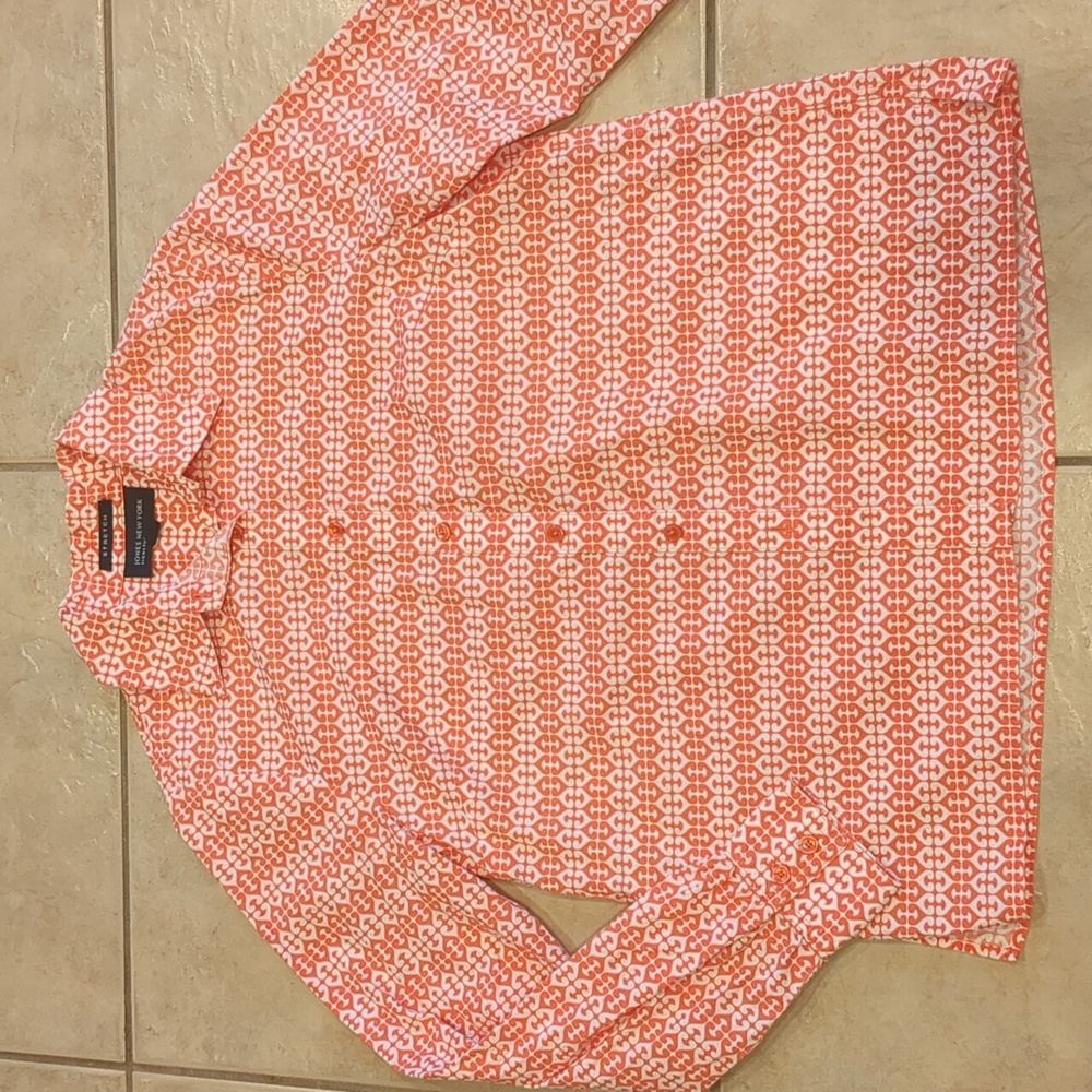 Jones New York Signature Orange Button Down Shirt Blouse Size Small